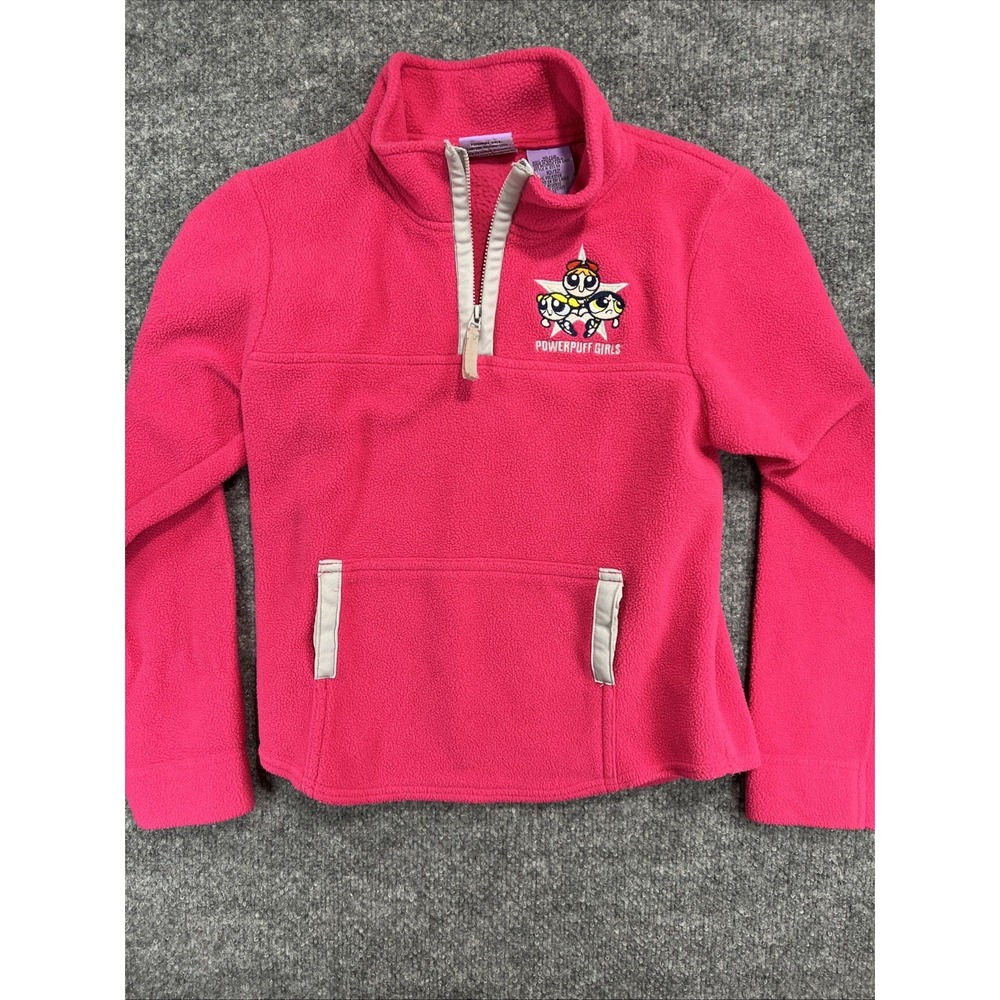 Vintage 2000 Powerpuff Girls Fleece Pullover Quarter Zip Pink Girls Size 10/12